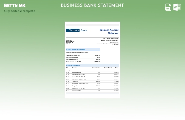 модерен стил на Danskebank деловна организација за проверка на изјава за шаблон 
